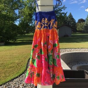 Ralph Lauren Strapless Dress - Blue, Orange, Pink, Green